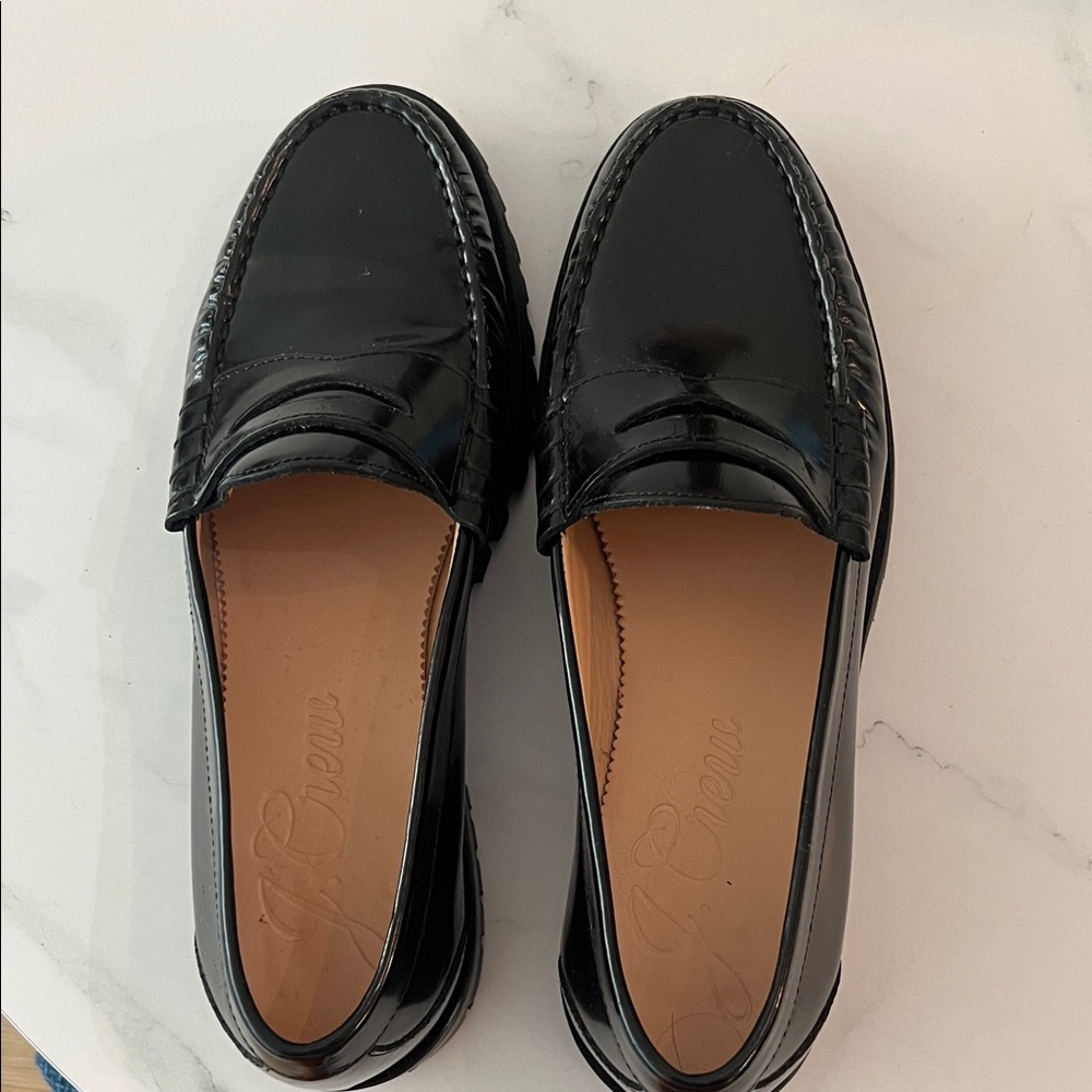 J. Crew Shiny Black Loafers